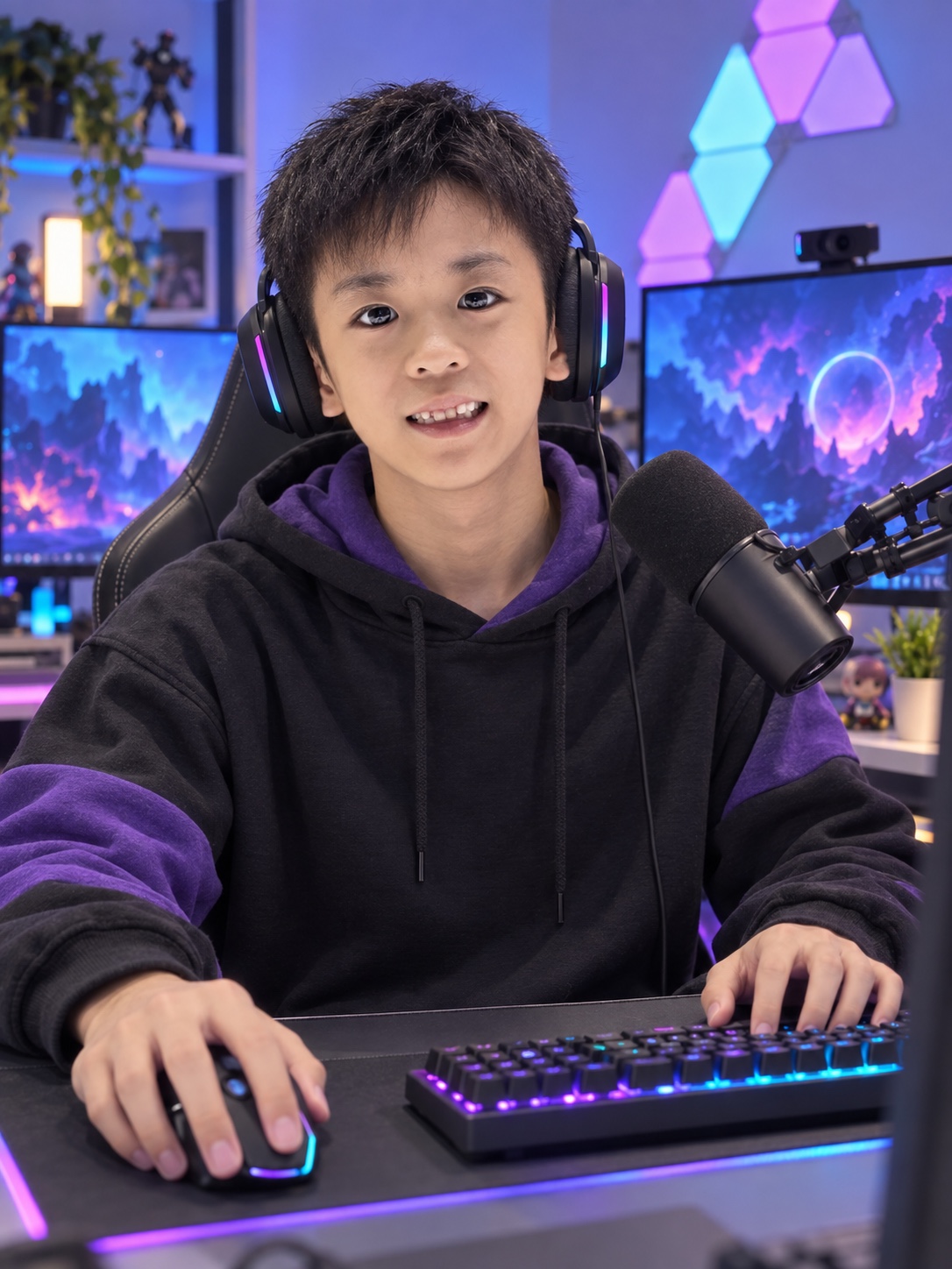 AI 生成的小男孩二十歲成為遊戲 YouTuber 的夢想圖像